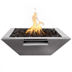 The Outdoor Plus Maya Fire and Water Bowl Powder Coated Silver Finish with White Background