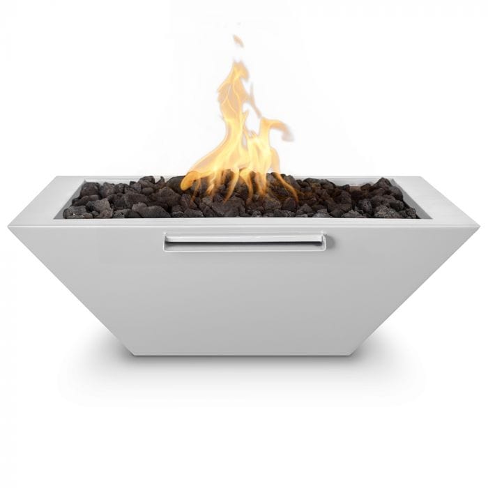 The Outdoor Plus Maya Fire and Water Bowl Powder Coated White Finish with White Background