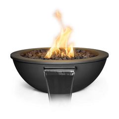 The Outdoor Plus 27-inch Sedona Fire and Water Bowl Black Finish with White Background