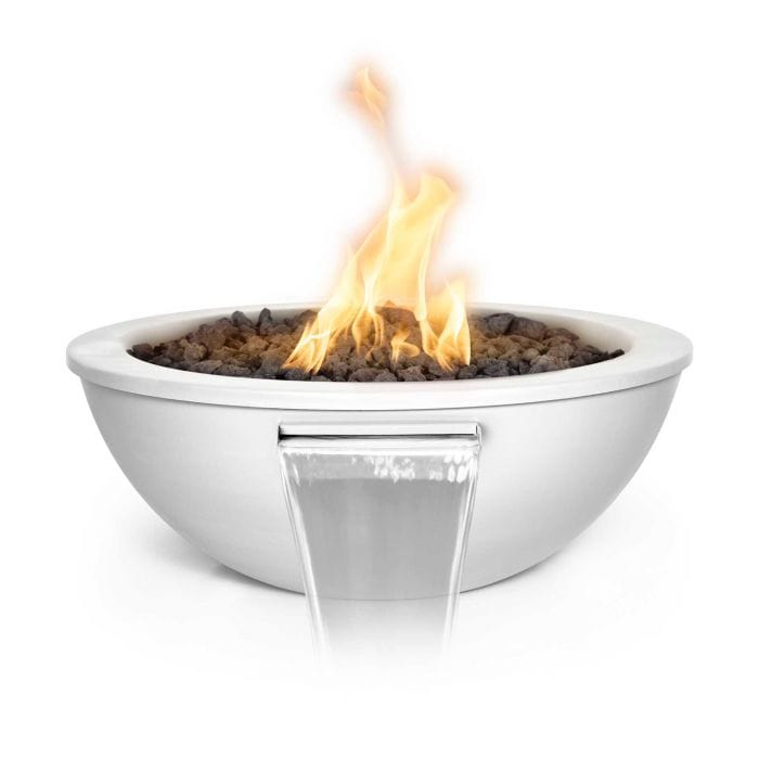 The Outdoor Plus 27-inch Sedona Fire and Water Bowl White Finish with White Background