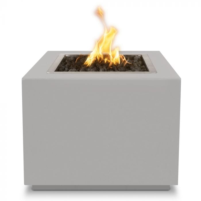 The Outdoor Plus Forma Fire Pit Pewter Finish with White Background