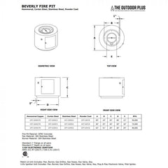 The Outdoor Plus Beverly Fire Pit Specification Drawing