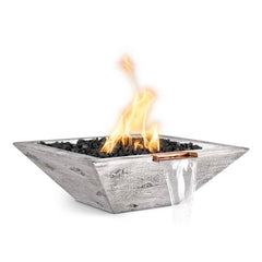 The Outdoor Plus Maya Square Fire and Water Bowl Ivory Finish with White Background