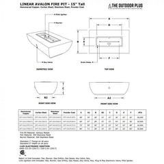 The Outdoor Plus Avalon 15-inch Tall Fire Pit Specification Drawing