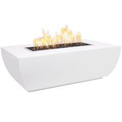 The Outdoor Plus Avalon 15-inc Tall Fire Pit Stainless Steel White Finish with White Background