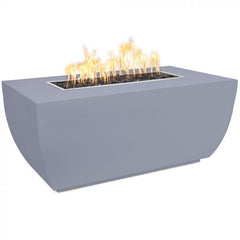 The Outdoor Plus Avalon 24-inch Tall Fire Pit Powder Coat Grey Finish with White Background