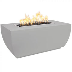 The Outdoor Plus Avalon 24-inch Tall Fire Pit Powder Coat Pewter Finish with White Background