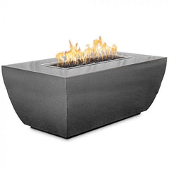 The Outdoor Plus Avalon 24-inch Tall Fire Pit Powder Coat Silver Finish with White Background