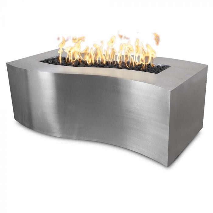The Outdoor Plus Billow Fire Pit Stainless Steel Finish with White Background
