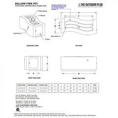 The Outdoor Plus Billow Fire Pit Specification Drawing