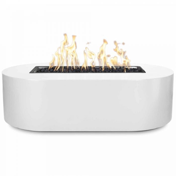 The Outdoor Plus Bispo Fire Pit Powder Coated White Finish with White Background