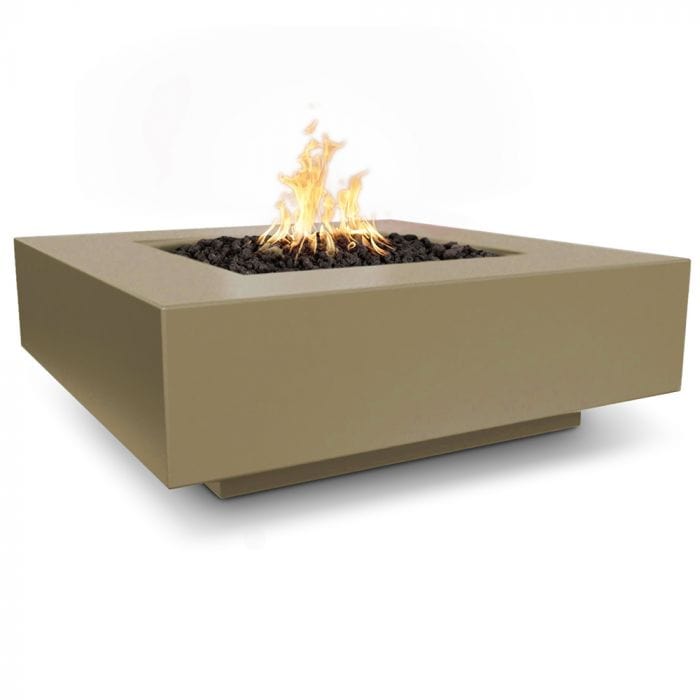 The Outdoor Plus Cabo Fire Pit Square Brown Finish with White Background