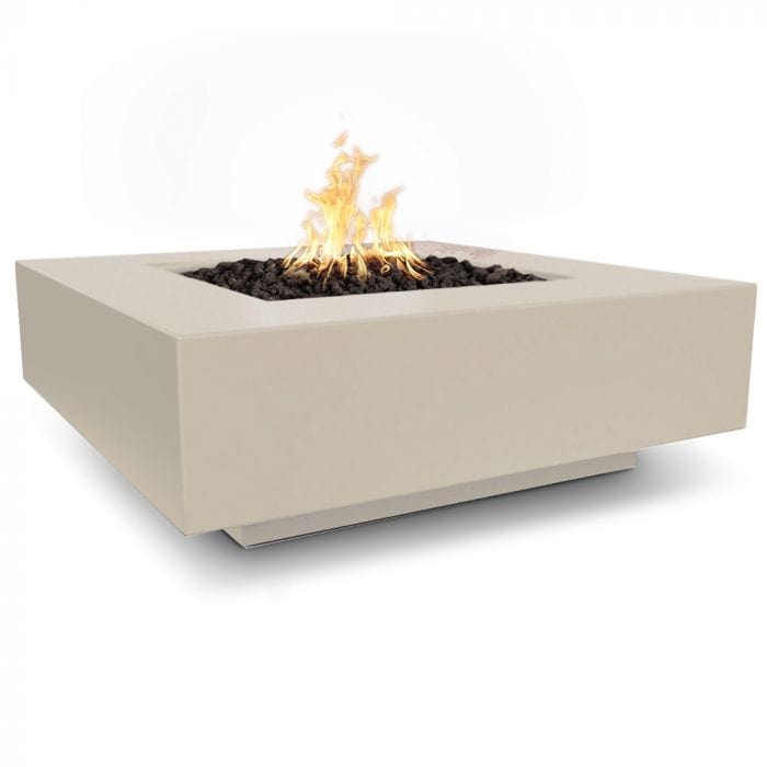 The Outdoor Plus Cabo Fire Pit Square Vanilla Finish with White Background