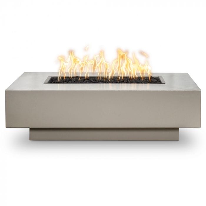 The Outdoor Plus Coronado Fire Pit Table Pewter Finish with White Background