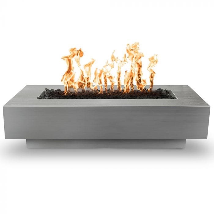 The Outdoor Plus Coronado Fire Pit Stainless Steel Finish with White Background
