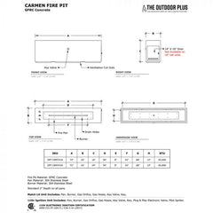 The Outdoor Plus Carmen Fire Pit Specification Drawing