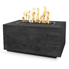 The Outdoor Plus Catalina Fire Pit Table Wood Grain Ebony Finish with White Background