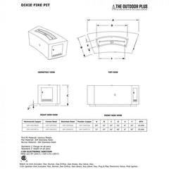 The Outdoor Plus Dixie Fire Pit Specification Drawing