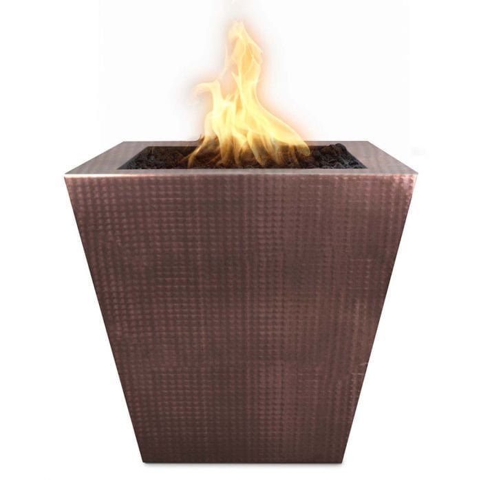 The Outdoor Plus 24-inch Vista Fire Pit Hammered Copper Finish with White Background