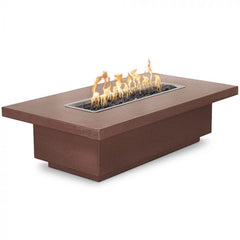 The Outdoor Plus 15-inch Fremont Tall Fire Pit Table Copper Vein Finish with White Background