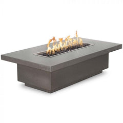 The Outdoor Plus 15-inch Fremont Tall Fire Pit Table Silver Finish with White Background