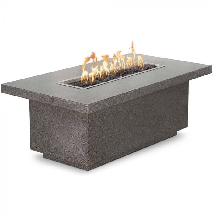 The Outdoor Plus 24-inch Tall Fire Pit Powder Coat Silver Finish with White Background