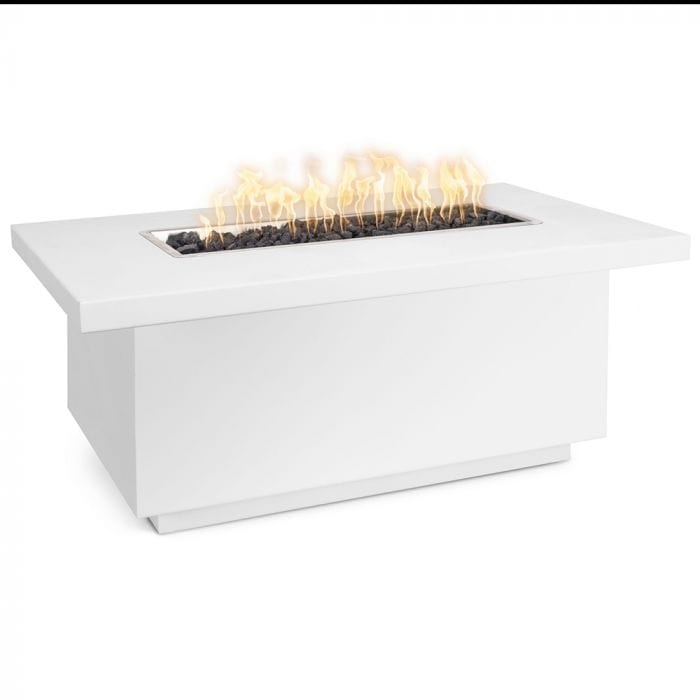 The Outdoor Plus 24-inch Tall Fire Pit Powder Coat White Finish with White Background