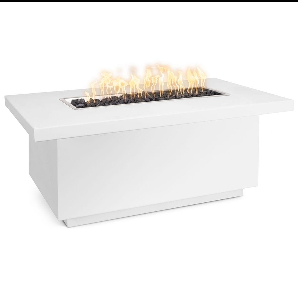 The Outdoor Plus 24-inch Tall Fire Pit Corten Steel White Finish with White Background