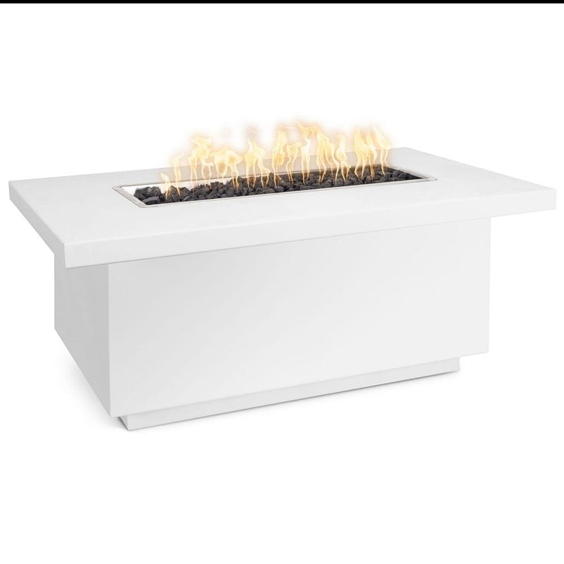 The Outdoor Plus 24-inch Tall Fire Pit Stainless Steel White Finish with White Background