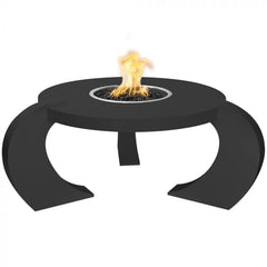 The Outdoor Plus Frisco Fire Pit Powder Coated Black Finish with White Background