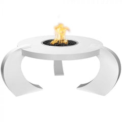 The Outdoor Plus Frisco Fire Pit Powder Coated White Finish with White Background