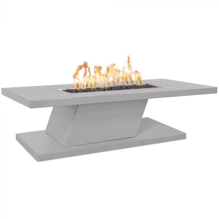 The Outdoor Plus 15-inch Imperial Tall Fire Pit Pewter Finish with White Background