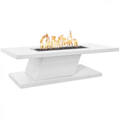 The Outdoor Plus 15-inch Imperial Tall Fire Pit Corten Steel White Finish with White Background