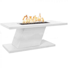 The Outdoor Plus 24-inch Imperial Tall Fire Pit Stainless Steel White Finish with White Background