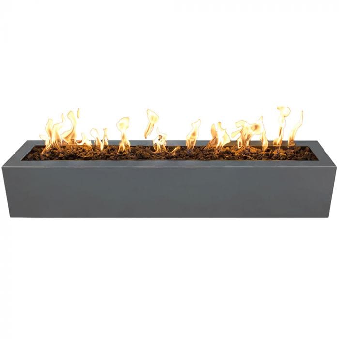 The Outdoor Plus Eaves Fire Pit Grey Finish with White Background