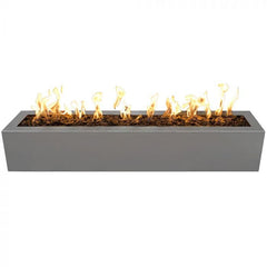 The Outdoor Plus Eaves Fire Pit Pewter Finish with White Background