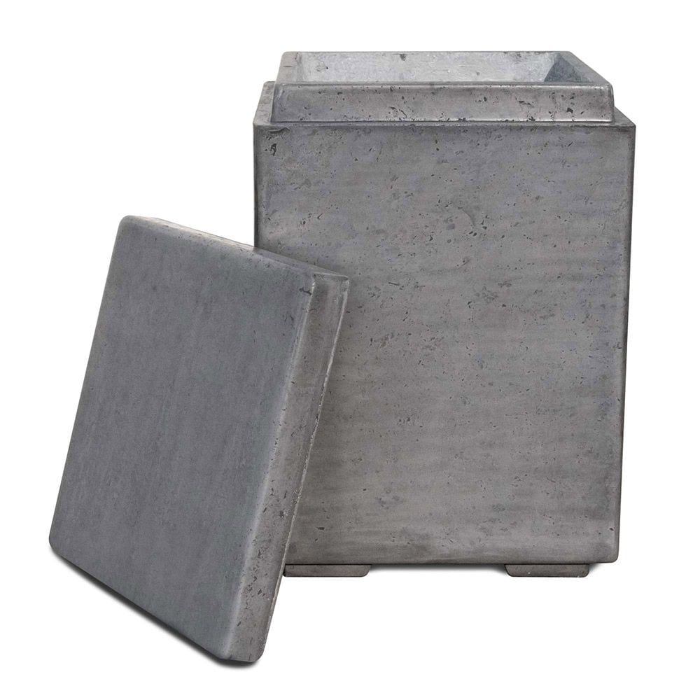 The Outdoor Plus LP Tank Enclosure with Removable Top GFRC Grey Finish with White Background
