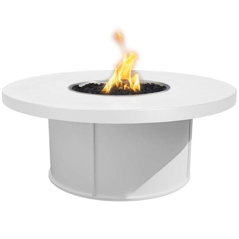 The Outdoor Plus Mabel Fire Table Hammered Copper White Finish with White Background