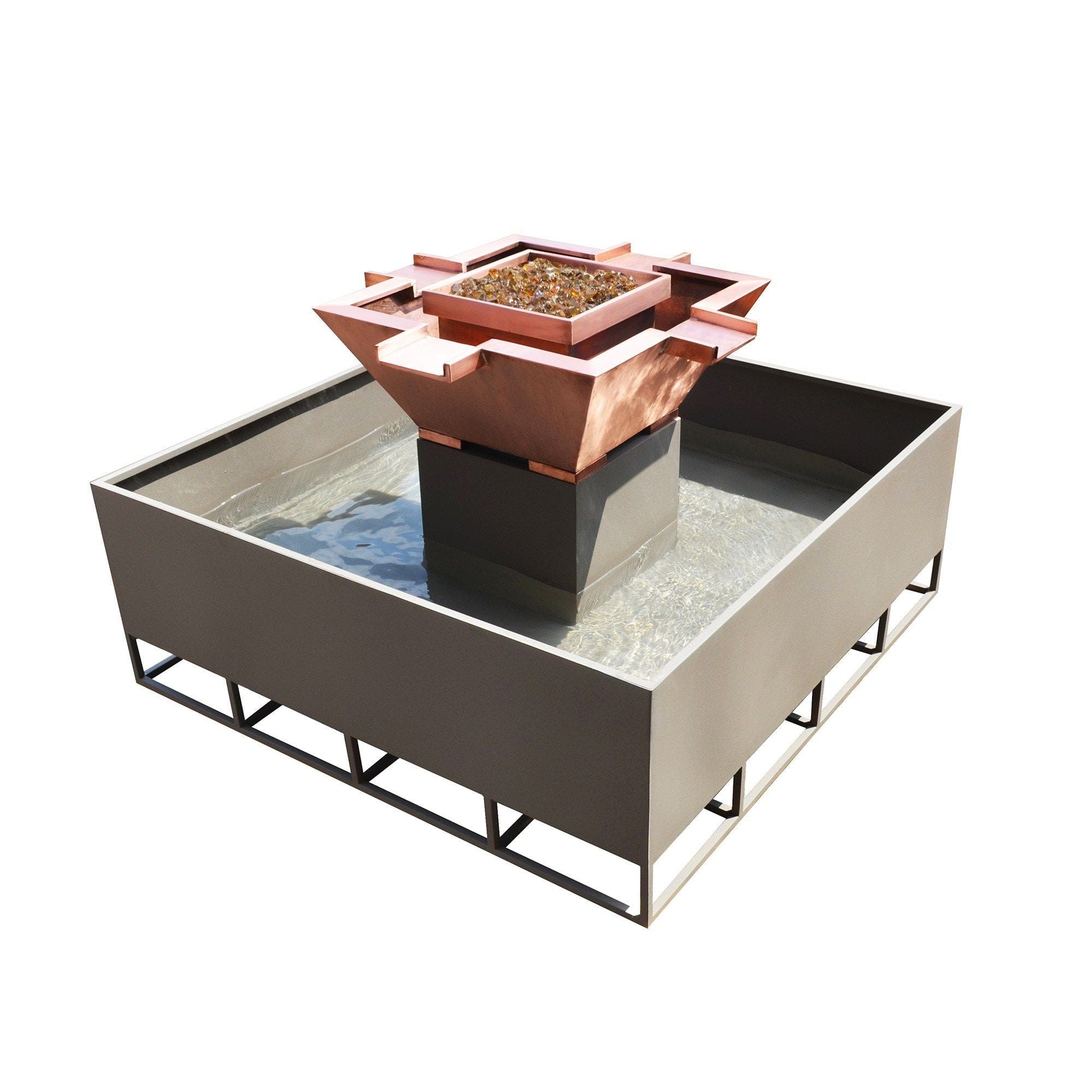 The Outdoor Plus 60-inch Olympian Square 4-way Spill Fire and Water Fountain Sample View