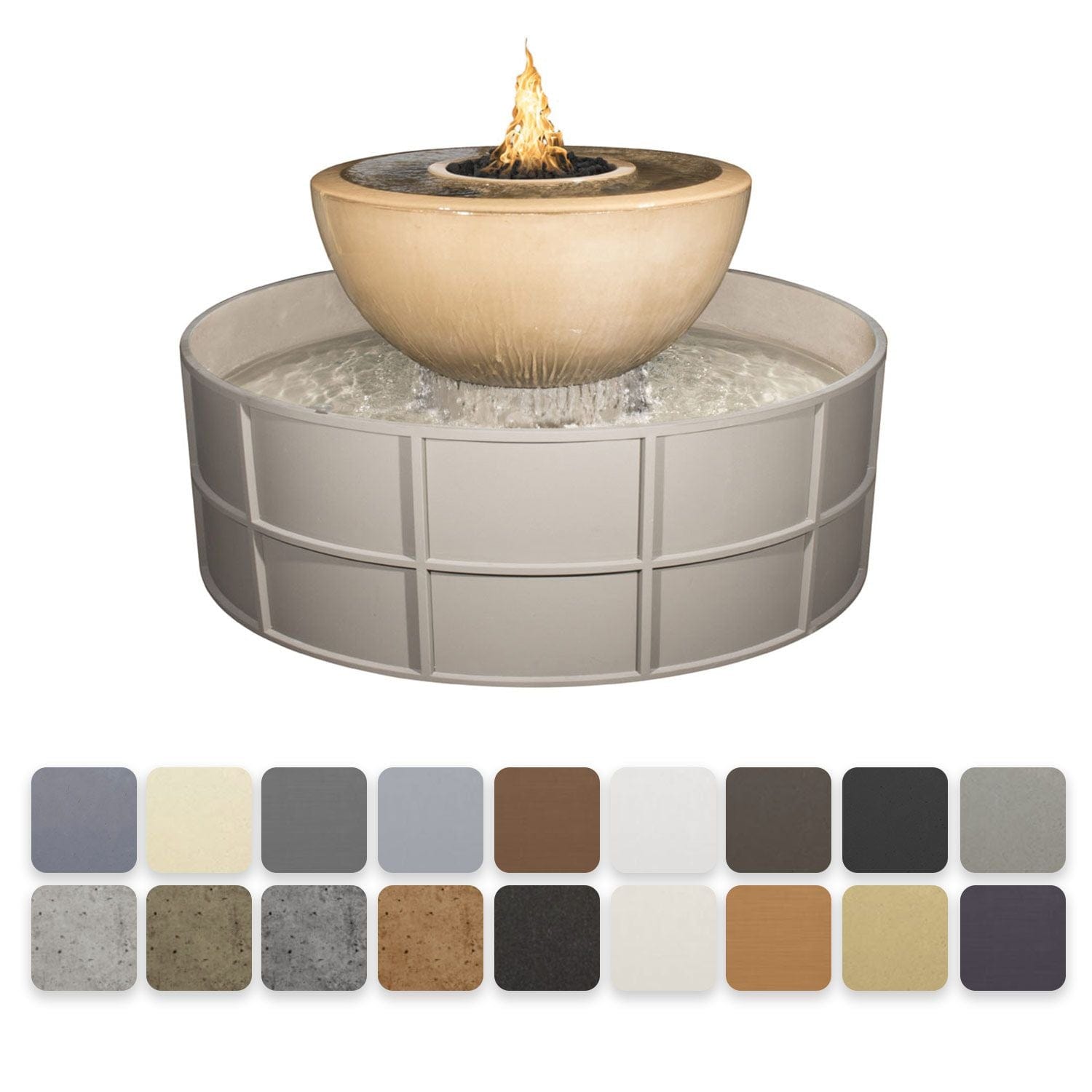 The Outdoor Plus 60-inch Sedona Fire and Water Bowl Vanilla Finish with Different Color Finish