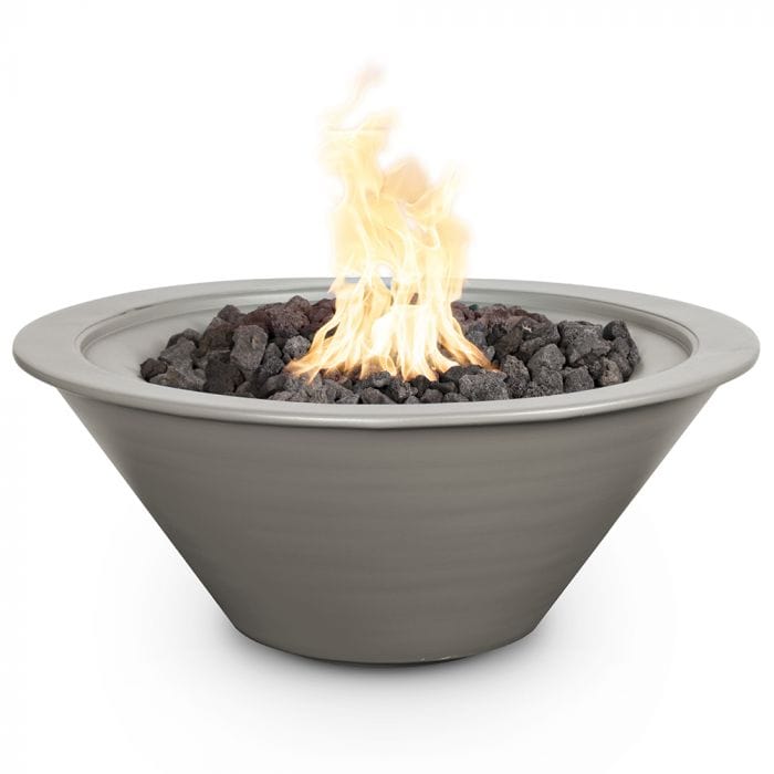 The Outdoor Plus Cazo Powder Coated Fire Bowl Pewter Finish with White Background