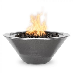 The Outdoor Plus Cazo Powder Coated Fire Bowl Silver Finish with White Background