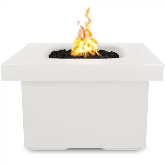 The Outdoor Plus 36x36-inch Ramona Fire Table Limestone Finish with White Background