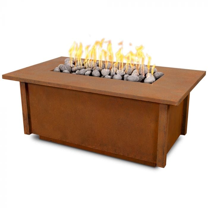 The Outdoor Plus Salinas Fire Table in Corten Steel Finish