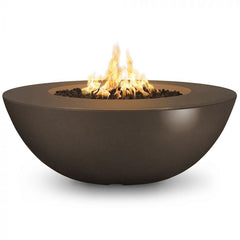 The Outdoor Plus Sedona Wide Ledge Concrete Fire Pit Chocolate Finish in White Background