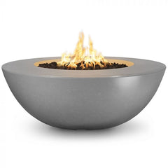 The Outdoor Plus Sedona Wide Ledge Concrete Fire Pit Natural Gray Finish in White Background