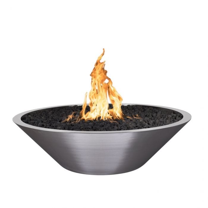 The Outdoor Plus 48-inch Cazo Narrow Ledge Fire Bowl Stainless Steel with White Background
