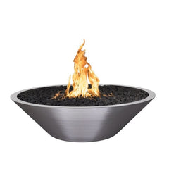 The Outdoor Plus 48-inch Cazo Narrow Ledge Fire Bowl Stainless Steel with White Background