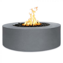 The Outdoor Plus 24-inch Tall Unity Fire Pit with Pewter Finish and White Background