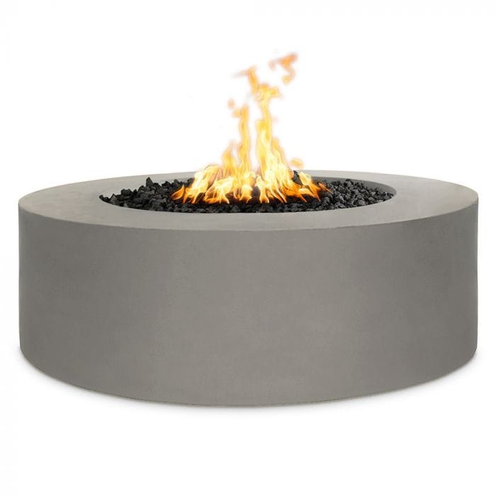 The Outdoor Plus 24-inch Tall Unity Fire Pit with Grey Finish and White Background